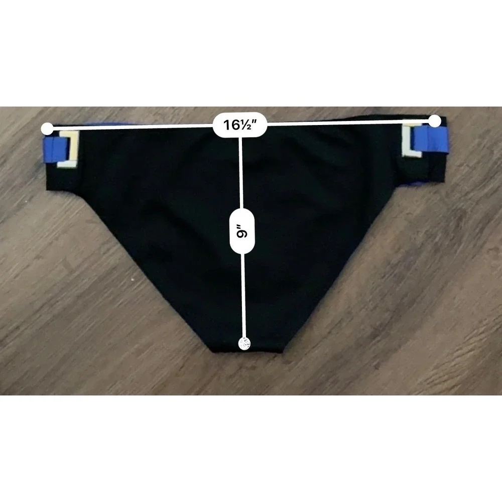 La Perla Black Blue Colorblock Bikini Bottom Hardware‎ Detail Italy US XL Bech